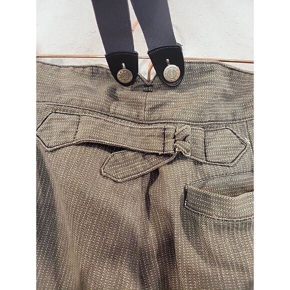 Wah Maker Frontier Pants Mens 46 Gray Buttonfly Buckle Back Suspenders Western - Picture 7 of 10